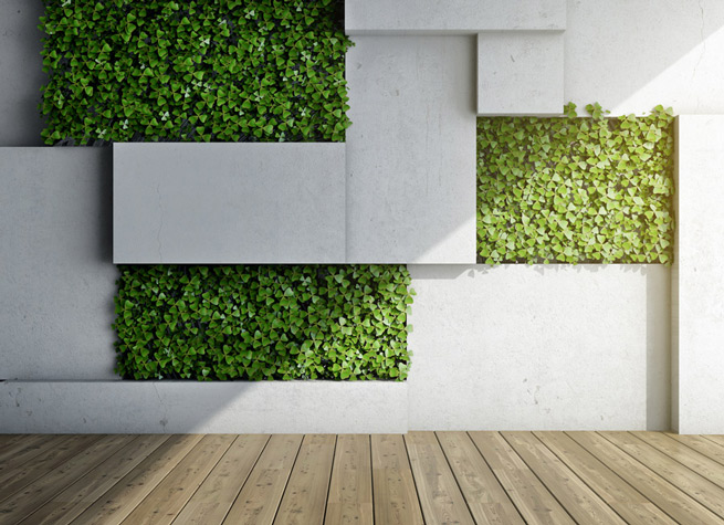 contemporary interior green wall